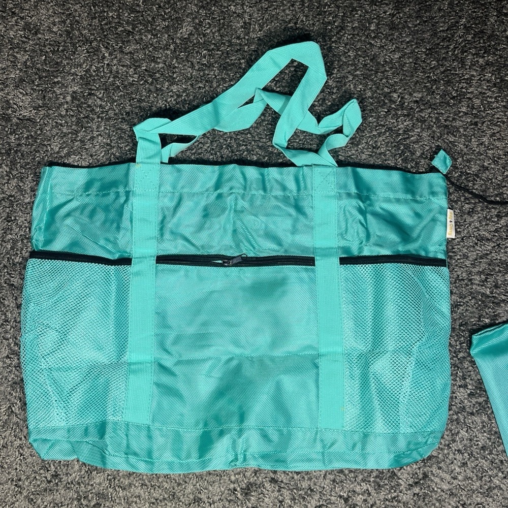 Bag And Carry‎ Teal Green Turquoise Large Beach Bag With Pockets